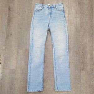 Zara High-rise Straight Leg Lighr Wash Tall/long Jeans 2